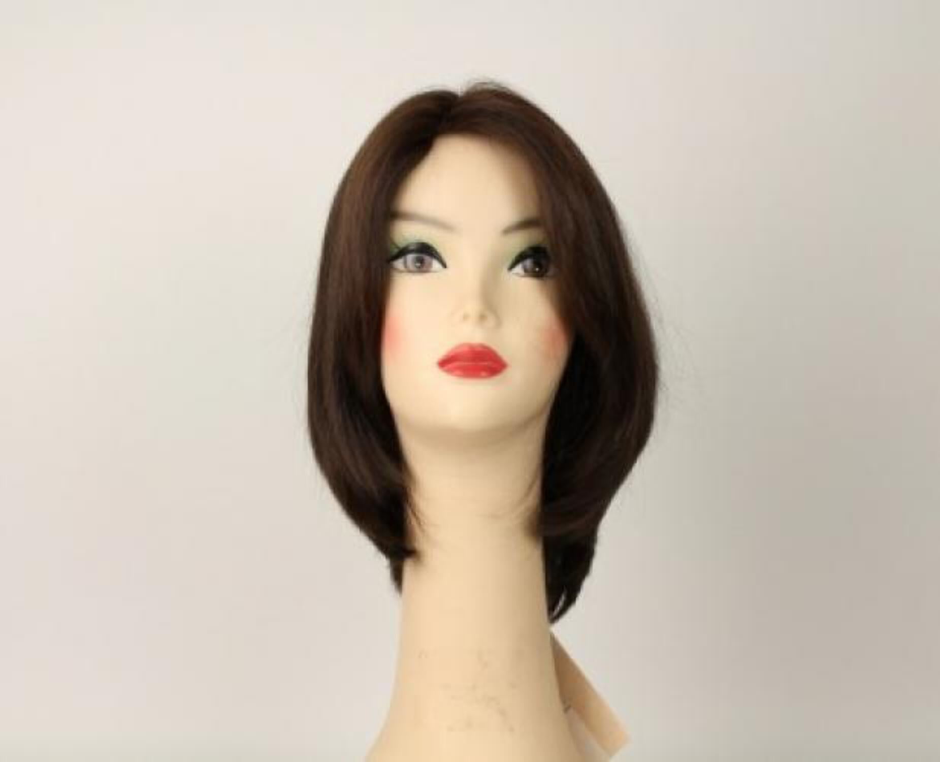 European Human Hair Freeda Wig Liberty Brown With Red Highlights Skin Top Size L