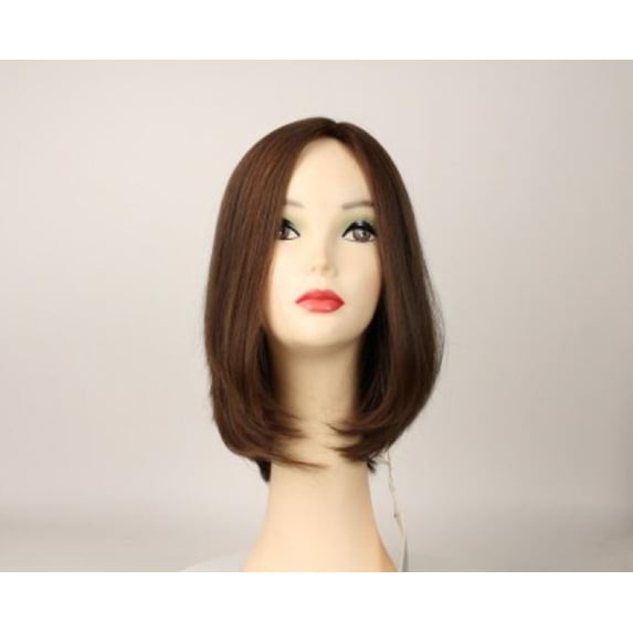 European Human Hair Freeda Wig Liberty Brown With Reddish Highlights Skin Top Size L