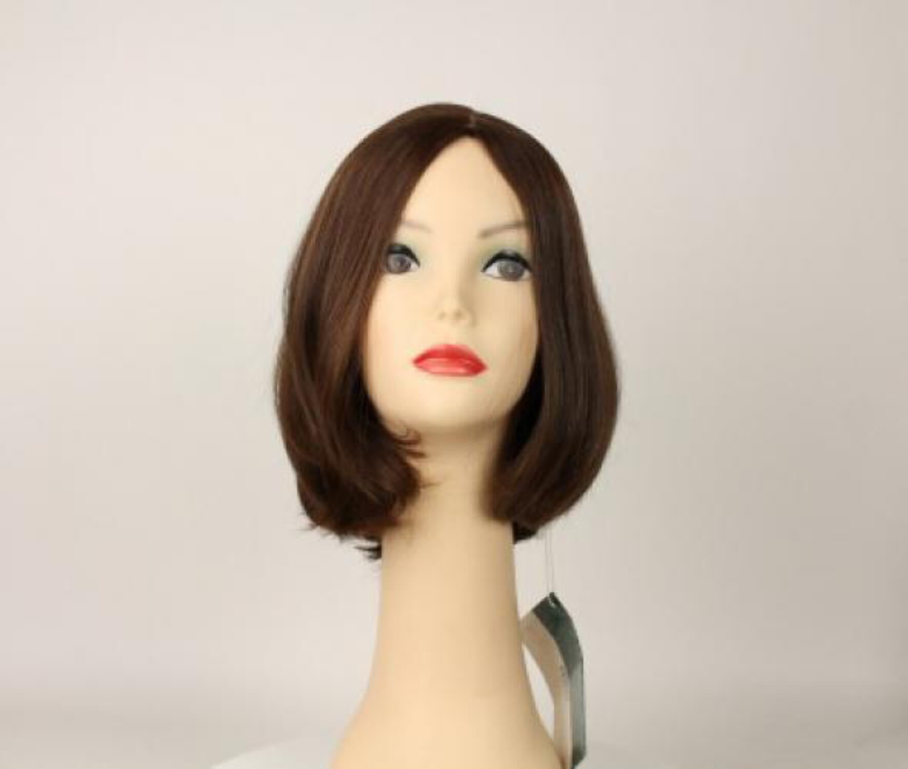 European Human Hair Freeda Wig Liberty Brown With Reddish Highlights Skin Top Size S