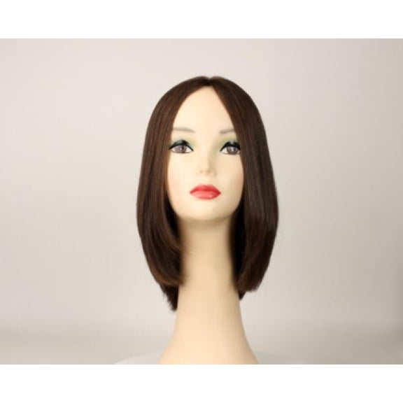European Human Hair Freeda Wig Liberty Dark Brown With Warm Highlights Skin Top Size L