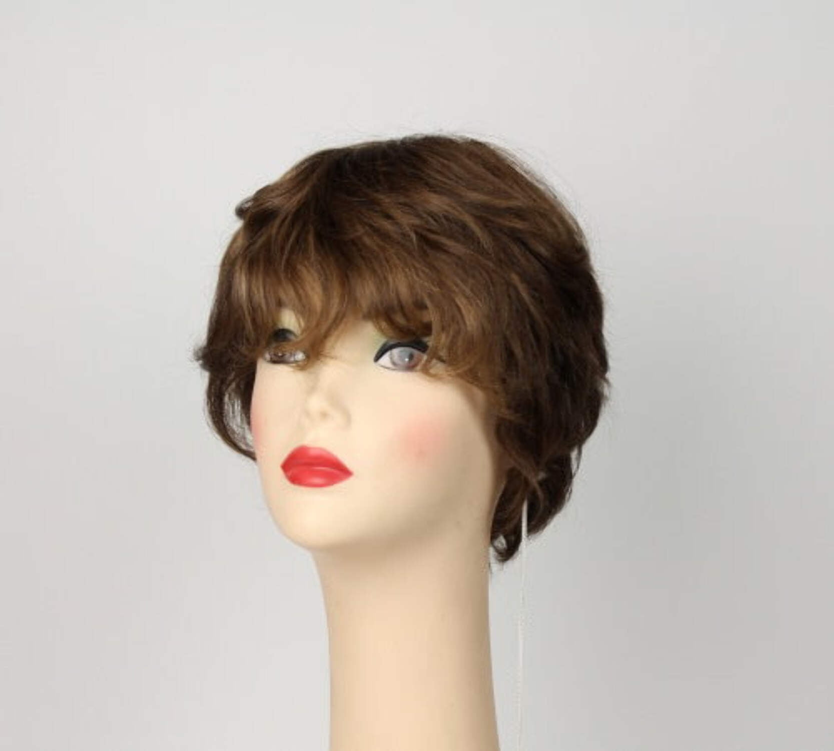 European Human Hair Freeda Wig Linda Light Brown With Blonde Highlights Size S