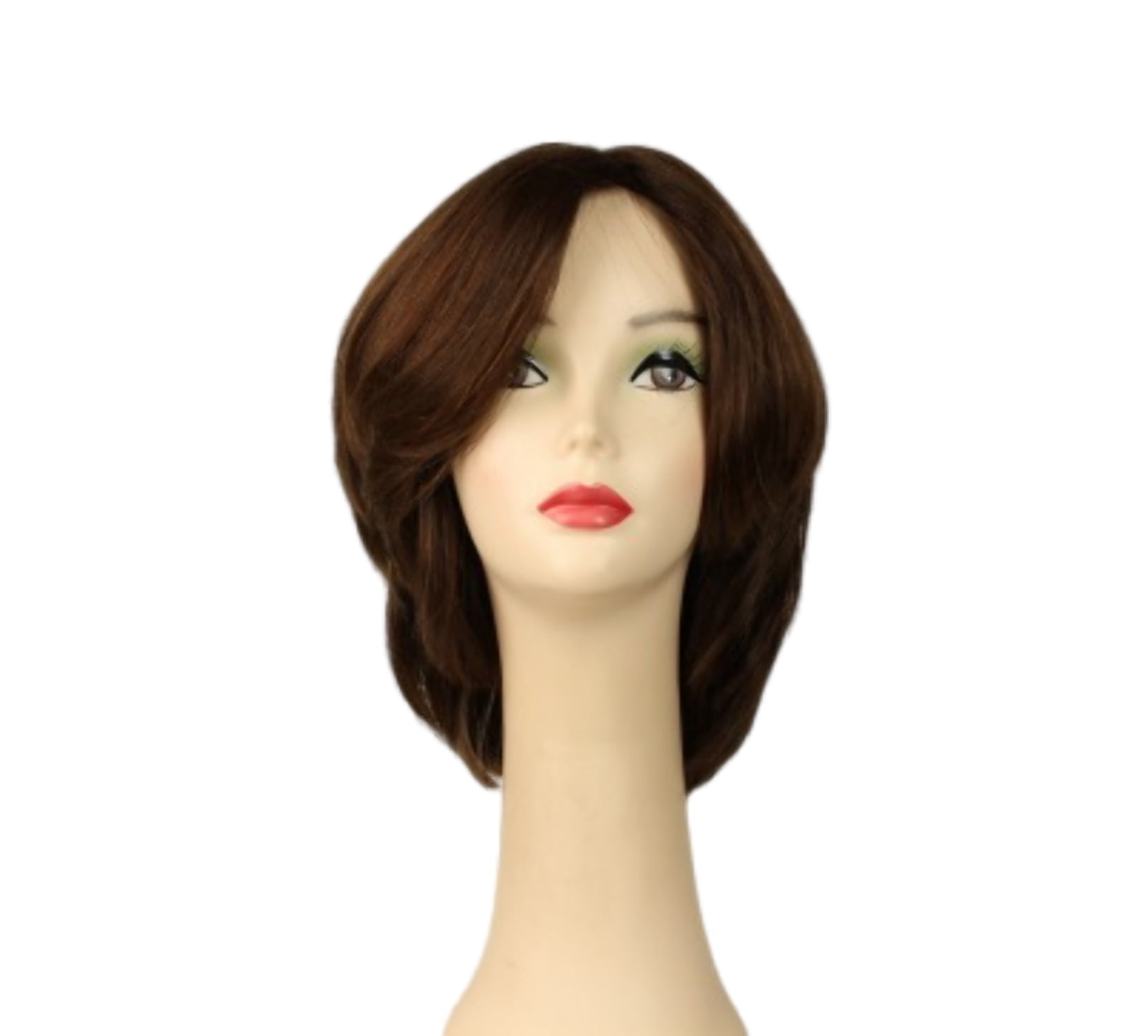 European Human Hair Freeda Wig Regina Brown With Reddish Highlights Multi-Directional Skin Top Size L