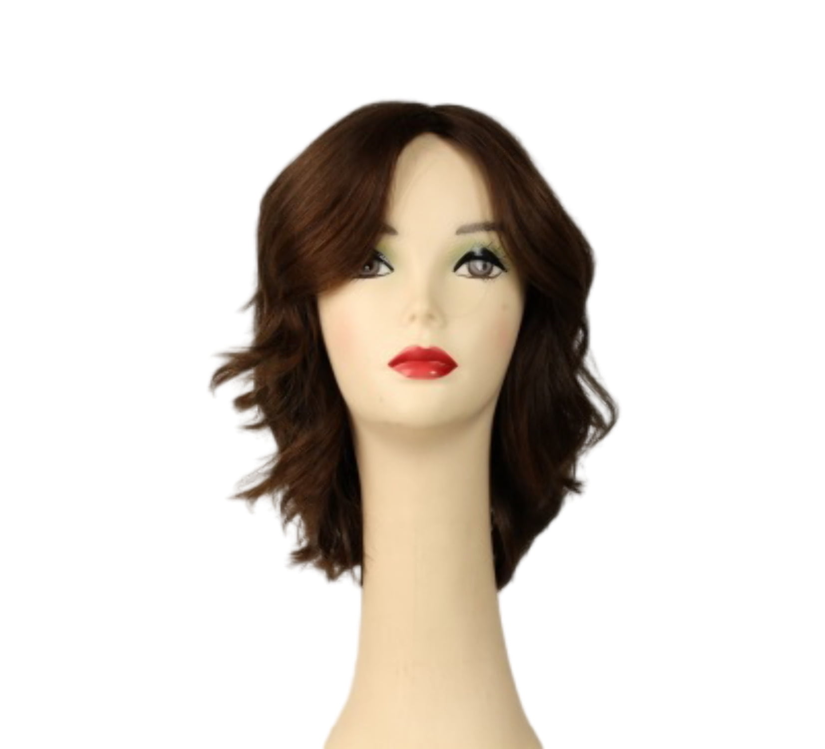 European Human Hair Freeda Wig Regina Brown With Reddish Highlights Multi-Directional Skin Top Size L