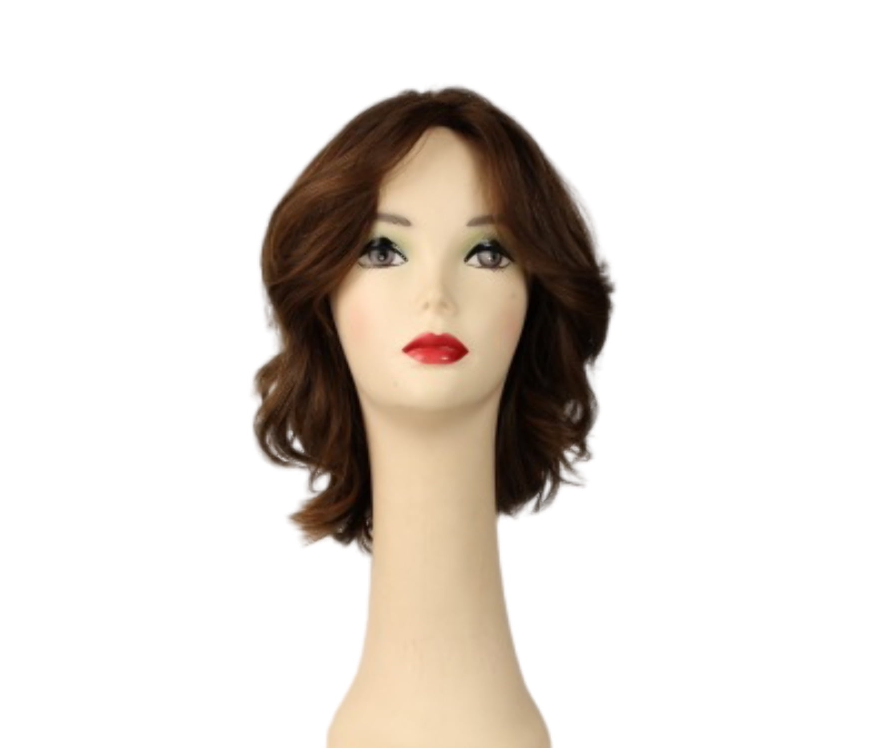 European Human Hair Freeda Wig Regina Brown With Reddish Highlights Multi-Directional Skin Top Size M