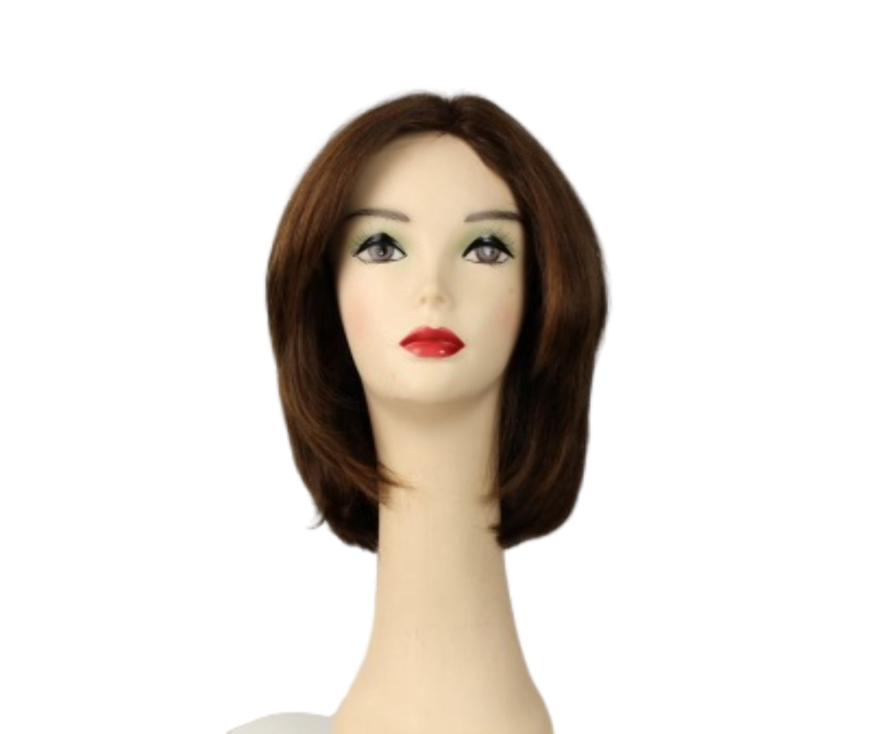 European Human Hair Freeda Wig Regina Brown With Reddish Highlights Multi-Directional Skin Top Size M