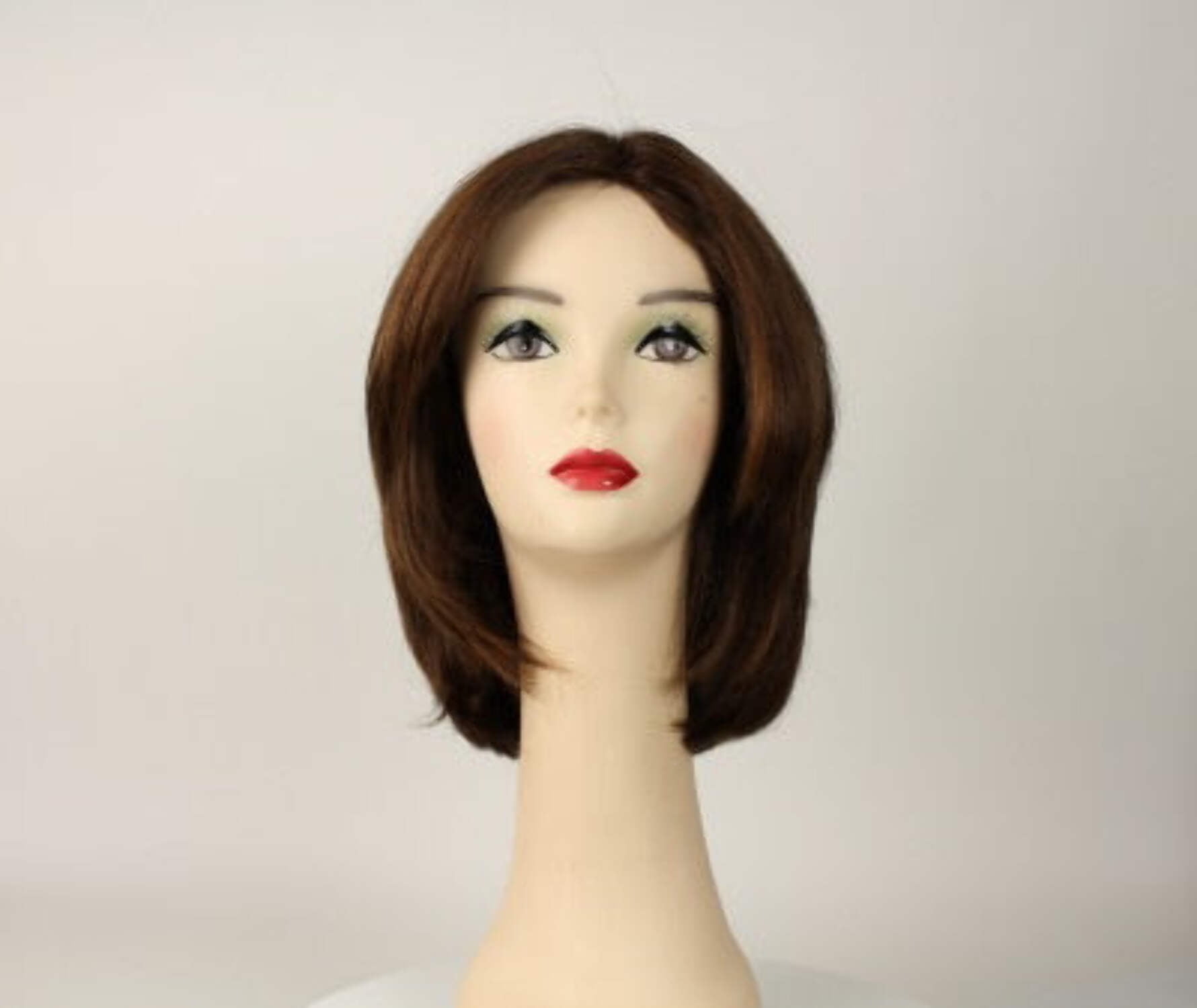 European Human Hair Freeda Wig Regina Brown With Reddish Highlights Multi-Directional Skin Top Size S