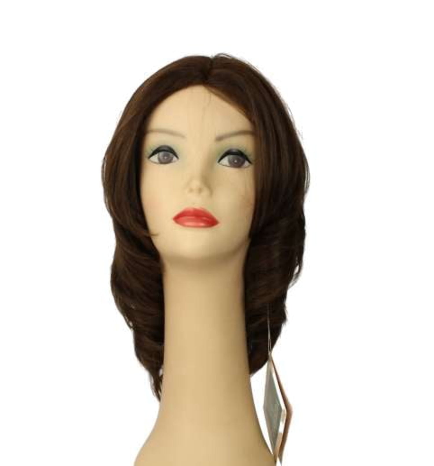 European Human Hair Freeda Wig Shlomit Brown With Reddish Highlights Skin Top Size L