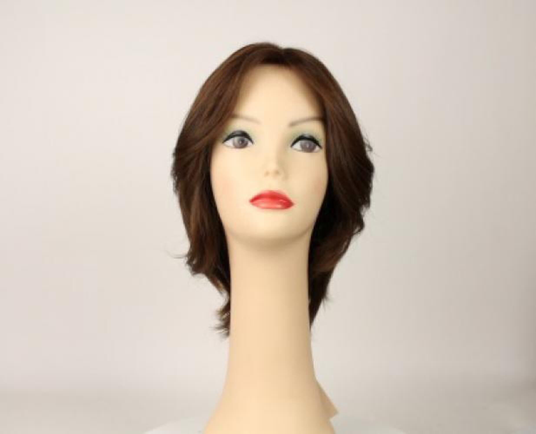 European Human Hair Freeda Wig Shlomit Brown With Reddish Highlights Skin Top Size L