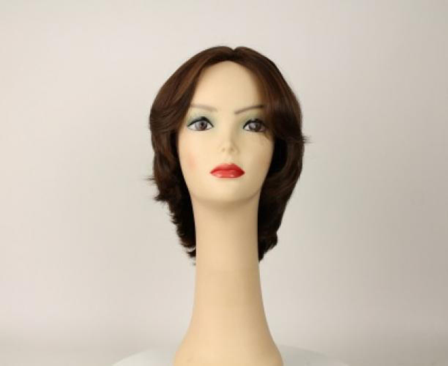 European Human Hair Freeda Wig Shlomit Brown With Reddish Highlights Skin Top Size M