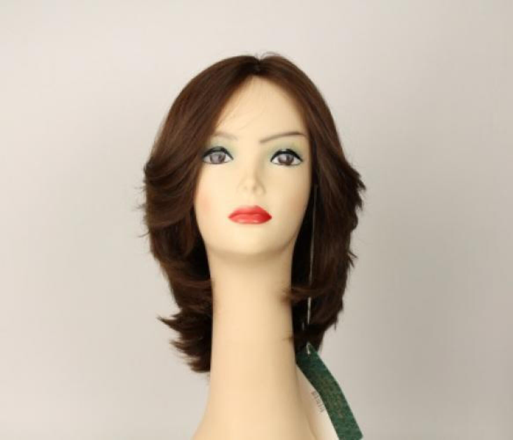 European Human Hair Freeda Wig Shlomit Brown With Reddish Highlights Skin Top Size M