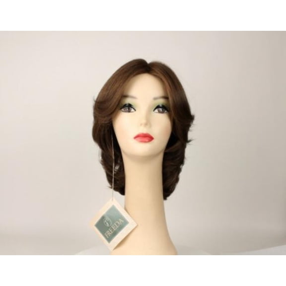 European Human Hair Freeda Wig Shlomit Light Brown With Blended Lowlights And Highlights Skin Top Size S