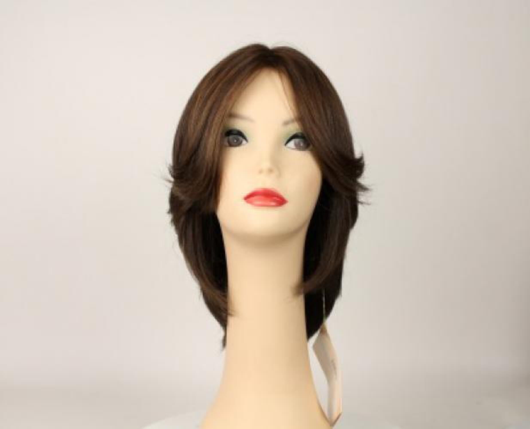 European Human Hair Freeda Wig Shlomit Medium Brown With Blonde Highlights Skin Top Size S