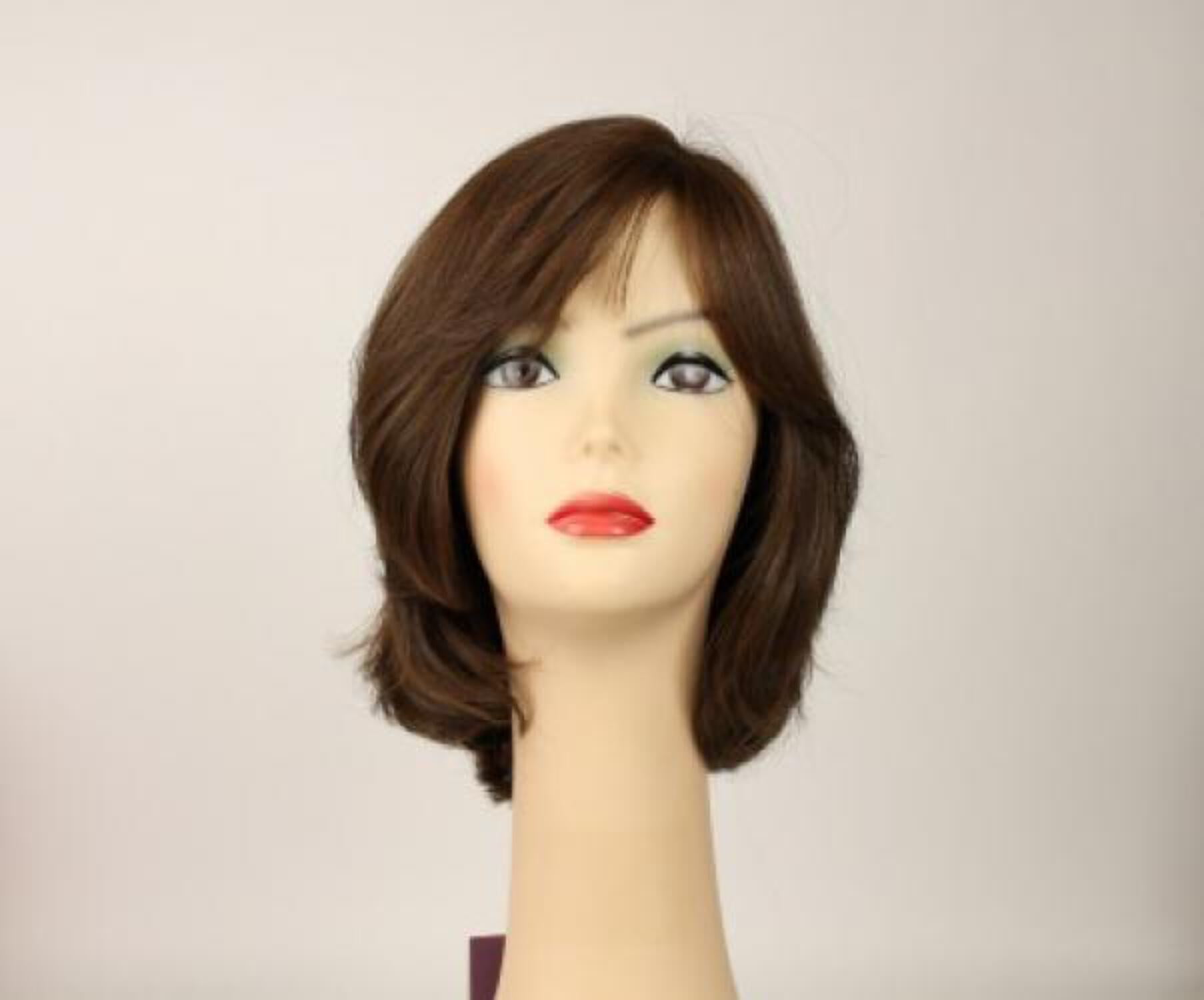 European Human Hair Freeda Wig Shlomit Medium Brown With Highlights Skin Top Size M Pre-Cut