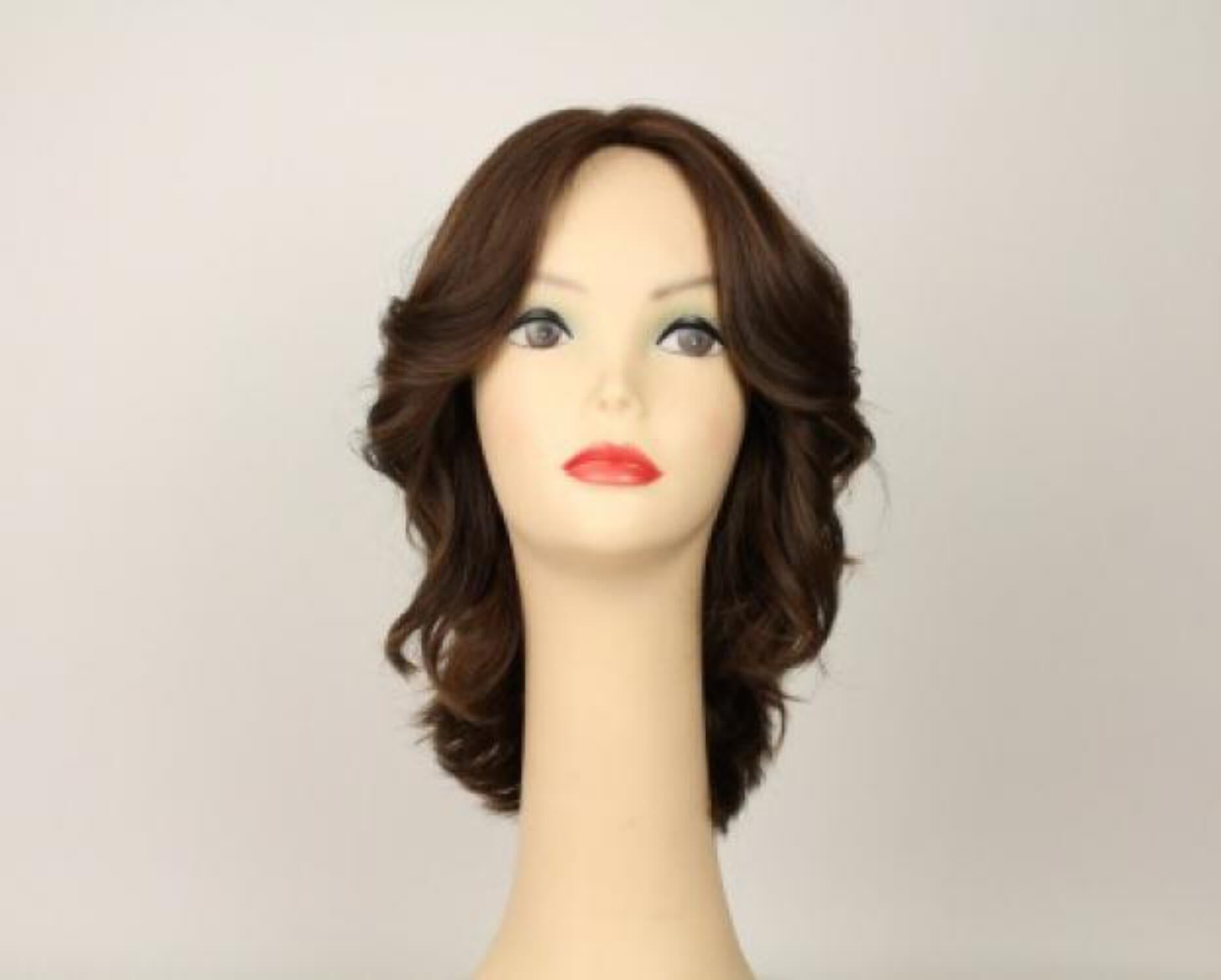 European Human Hair Freeda Wig Shlomit Medium Brown With Highlights Skin Top Size M