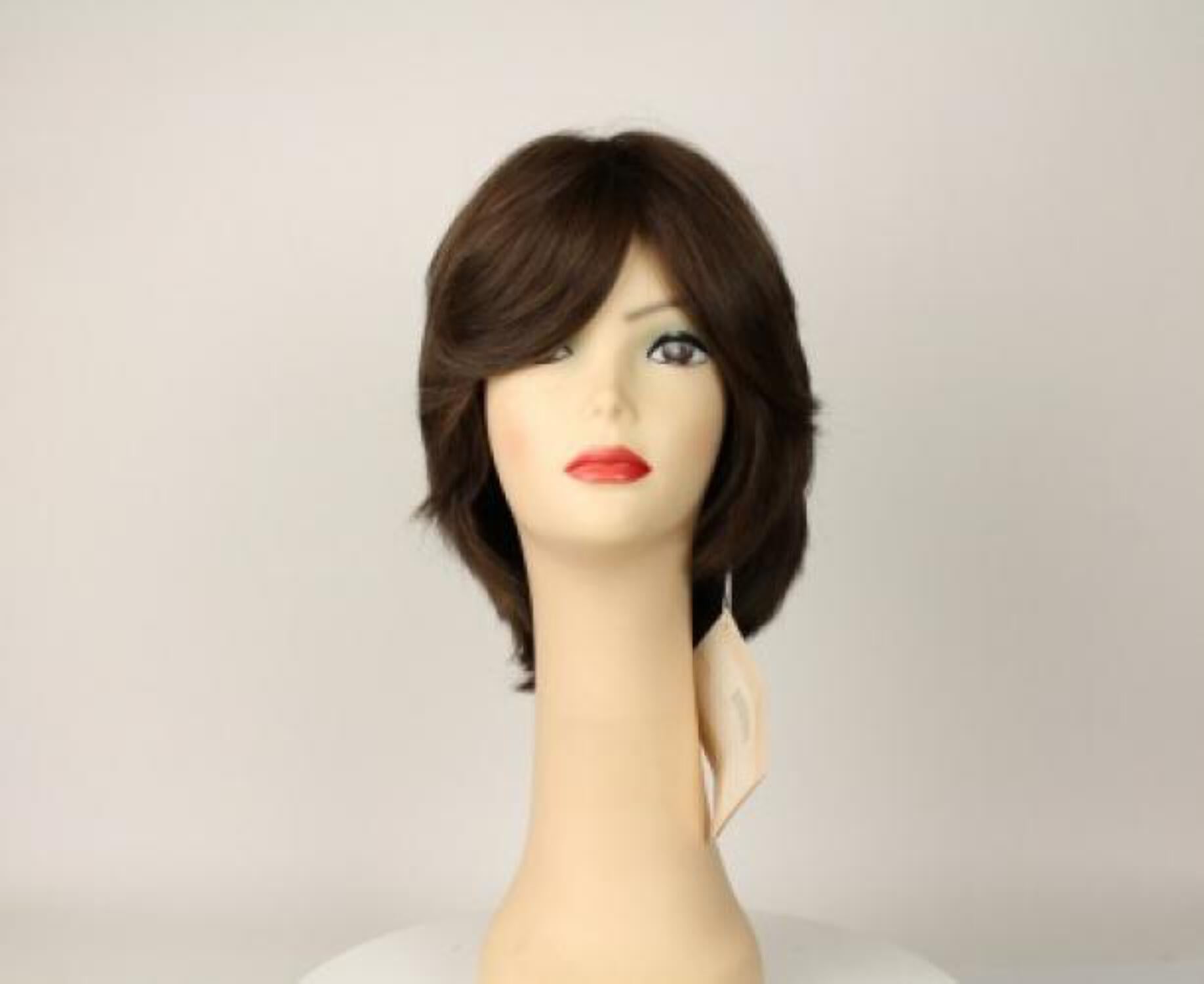 European Human Hair Freeda Wig Shlomit Medium Brown With Highlights Skin Top Size M