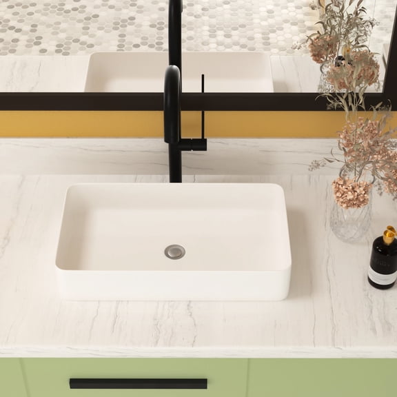 European - Inspired Contemporary - Perfect for Office Building Bathrooms, Smooth Surface Sink