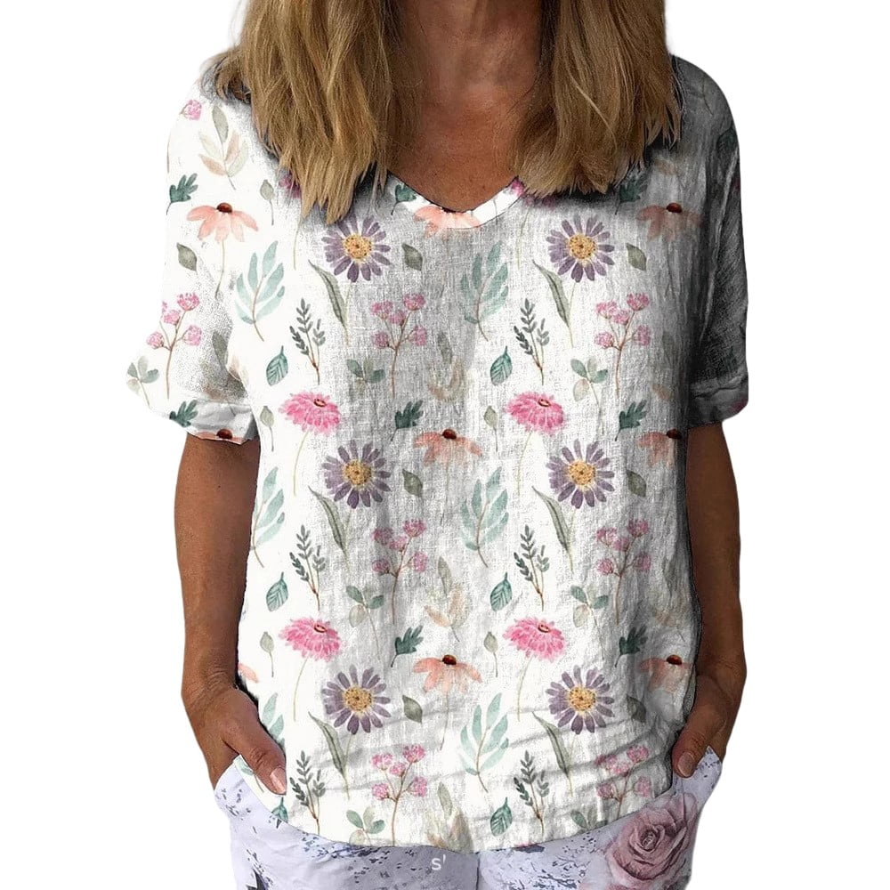 The Tropics V-Neck Top in Blush Multi