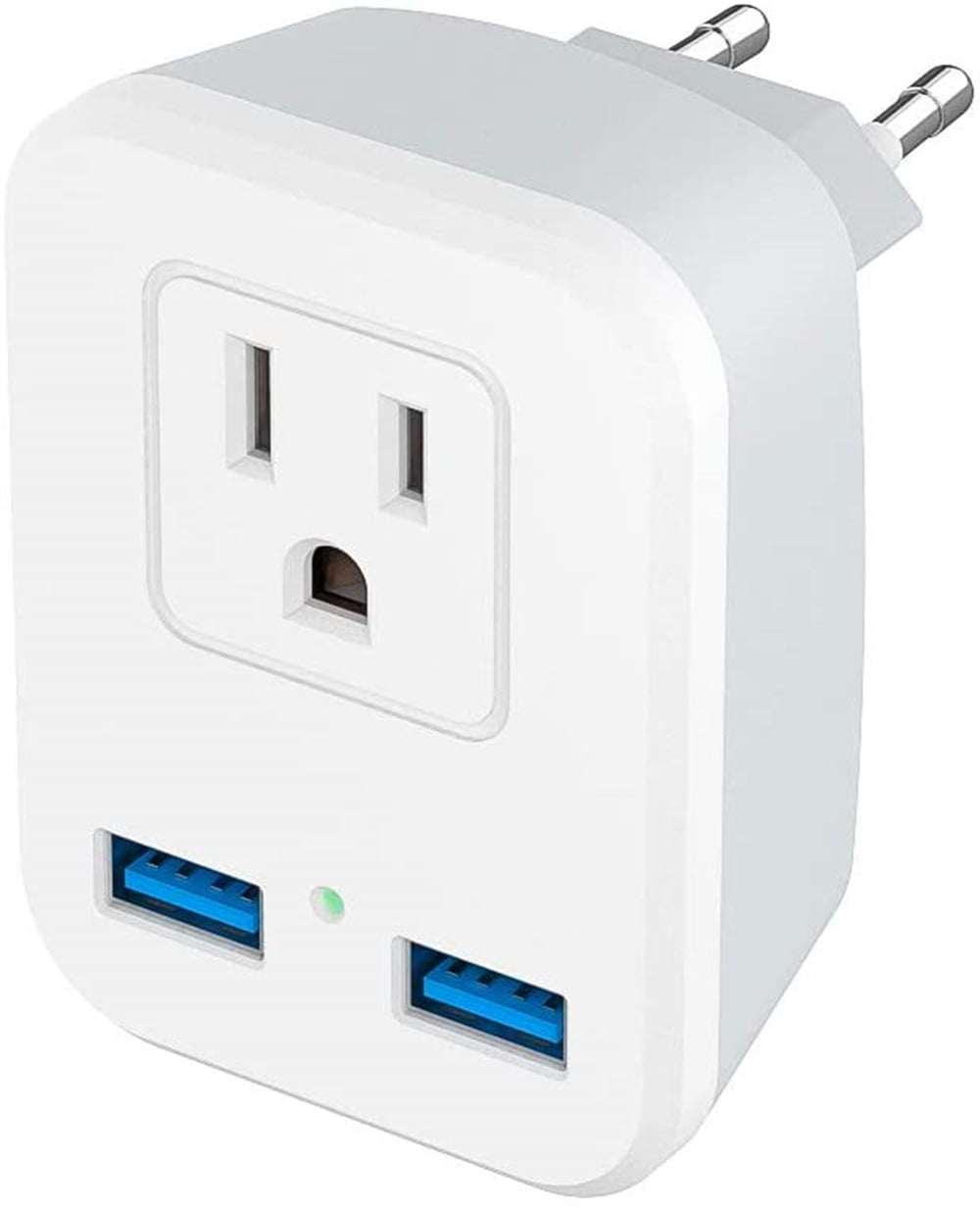 European International Travel Adapter EU Power Plug Converter Wall Charger with AC Outlet Dual USB, US to Most Europe France Germany Iceland Spain (Type C) - Walmart.com