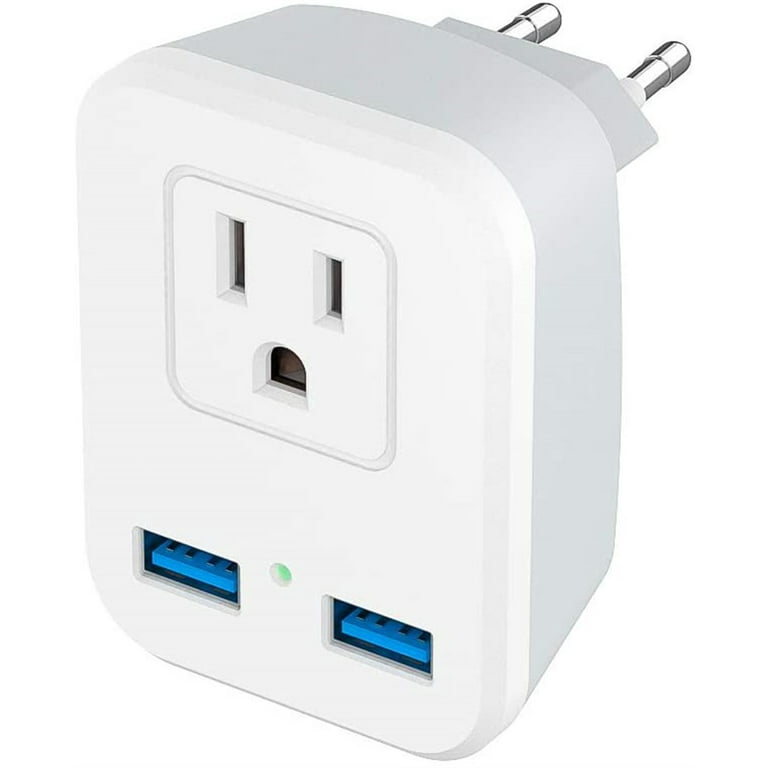 Shah fritaget debitor European International Travel Adapter EU Power Plug Converter Wall Charger  with AC Outlet Dual USB, US to Most of Europe France Germany Iceland Italy  Spain (Type C) - Walmart.com