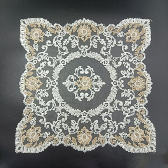 European Lace Placemat Fabric Square Multi-Purpose Cover Furniture Tray Dust Cover Rope Embroidery Shooting Props Home Decoration Paper Doilies Lace Table Runner15.74"15.74"