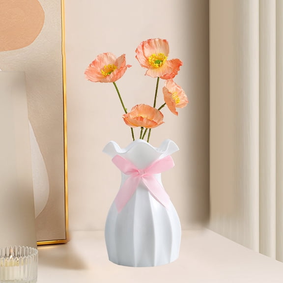 European Lace Plastic Vase, Small Decorative Desktop Flower Arrangement Bottle for Wedding Candy Box and Home Decor, 9 Inch Tall