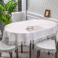 thumbnail image 1 of European Lace Round Tablecloth Elegant Minimalist Design for Dining Room Living Room Hotel Use Luxurious oval shape Table Cover, 1 of 7