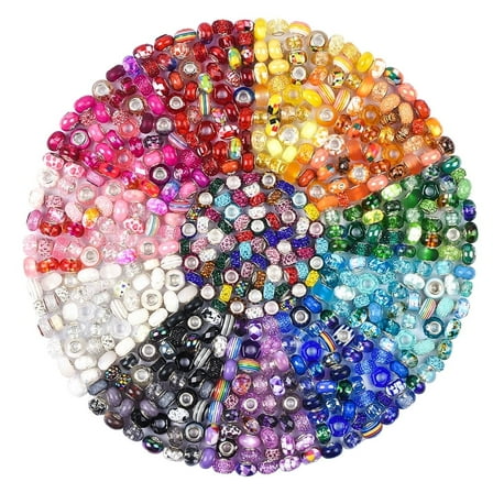 European Large Hole Beads, Spacer Beads, Rhinestone Craft Beads for DIY Charms Bracelet Jewelry Making
