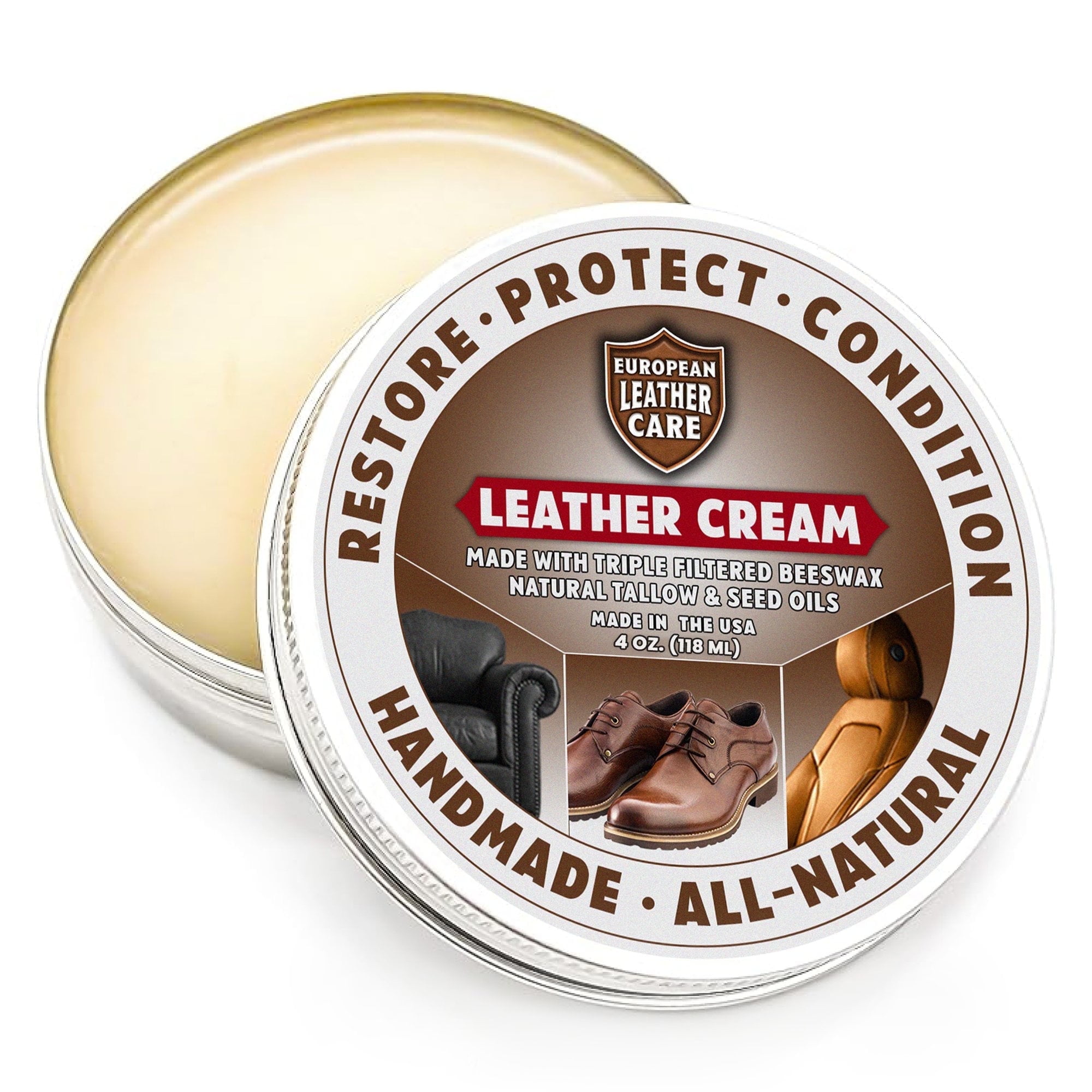 European Leather Care 4 oz Cream Leather Cleaner and Conditioner All ...