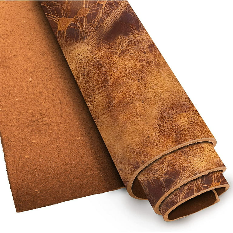 European Leather Work Buffalo Hide 8-10 oz. 3-4mm Pre-Cut Size: 12x24  Vintage Tan Color - Full Grain Leather for Tooling, Stamping, Molding