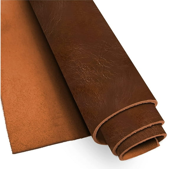 European Leather Work Buffalo Hide 8-10 oz. 3-4mm  Pre-Cut Size: 2 PCS 2.5-4 SQ FT  Antinque Mahogany Color - Full Grain Leather for Tooling, Stamping, Molding, Engraving