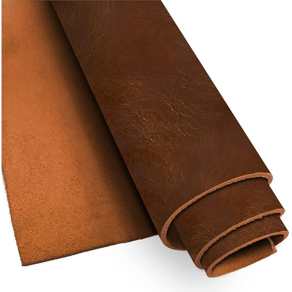 European Leather Work Buffalo Hide 8-10 oz. 3-4mm  Pre-Cut Size: 2 PCS 8"x8"  Antinque Mahogany Color - Full Grain Leather for Tooling, Stamping, Molding, Engraving