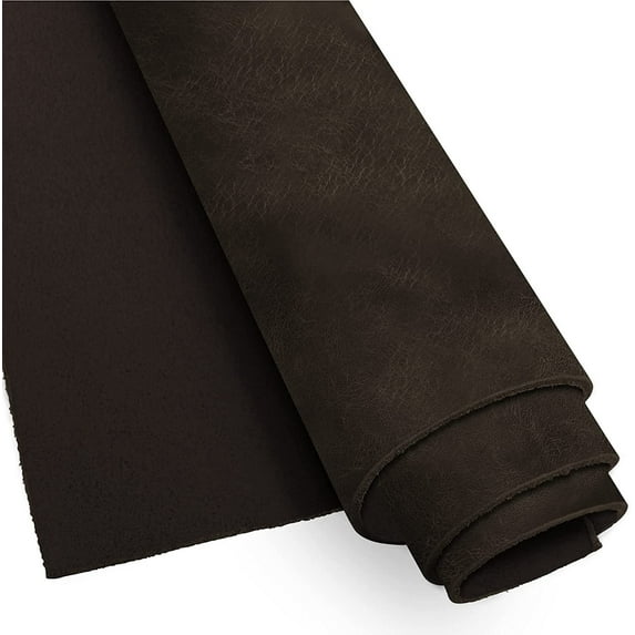European Leather Work Buffalo Hide 8-10 oz. 3-4mm  Pre-Cut Size: 6-8 SQ FT  Chocolate Brown Color - Full Grain Leather for Tooling, Stamping, Molding, Engraving