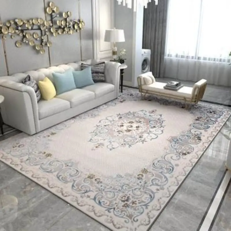 European Light Blue Carpets Living Room Bedroom Thick Short Plush