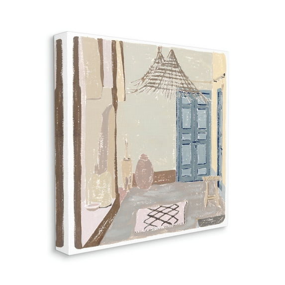 European Lounge Interior Soft Coastal City Room Town & City Gallery-Wrapped Canvas Print Wall Art, 17x17