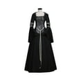 thumbnail image 1 of European Medieval Gothic Hooded Dress with Square Neckline Lace-Up Bell Sleeves Flared Skirt, 1 of 6