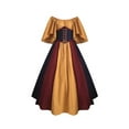 thumbnail image 1 of European Medieval Retro Contrast Color Slim Dress Flutter Sleeves Lace Up Waist Corset Renaissance Gown Cosplay Costume, 1 of 3