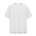 thumbnail image 1 of European Men Casual Loose Fit Comfortable Round Neck Short Sleeve T-Shirt Pure Color Business Sports Top Men's Lightweight Crewneck Tee Tops, 1 of 3