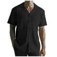 thumbnail image 1 of European Men Knitted Jacquard Button Cardigan Casual Loose Fit Breathable Comfortable Business Sports Short Sleeve Shirt Trendy Solid Color Mens Work Shirts Summer Basic Tee Shirts, 1 of 7