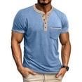 thumbnail image 1 of European Men's Color Blocked Short-Sleeved T-Shirt, Button Open Neck, Casual Loose Fit, Comfortable, Polyester & Spandex, Various Sizes, 1 of 5