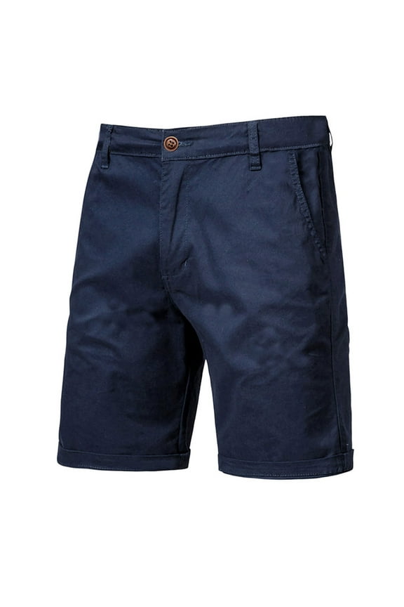 European Men's Solid Color Slim Fit Workwear Shorts Button Up, Straight Tube, Elastic Waist, for Business & Casual, Multiple Sizes