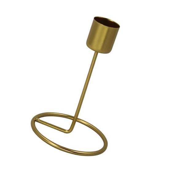 European Metal Crafts Stand with Round Base Golden Taper Holder Candlestick for Home Centerpieces Decors