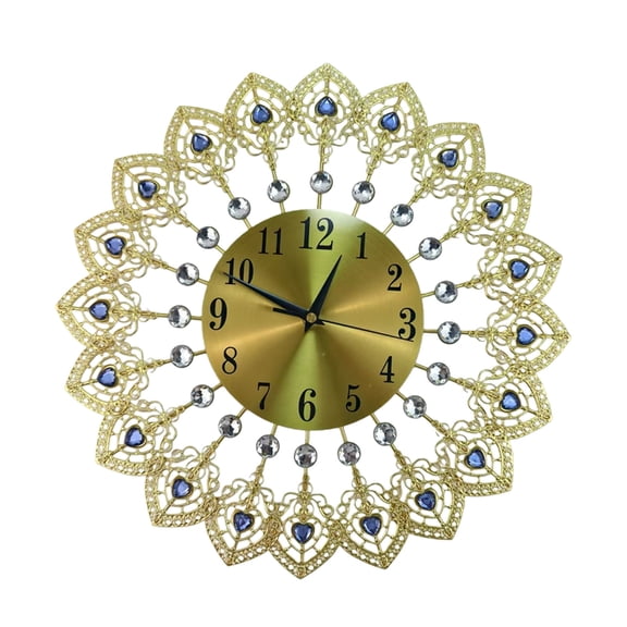 European Metal Crystal Heart Wall Clock Quiet with Arabic Numerals Home Decors