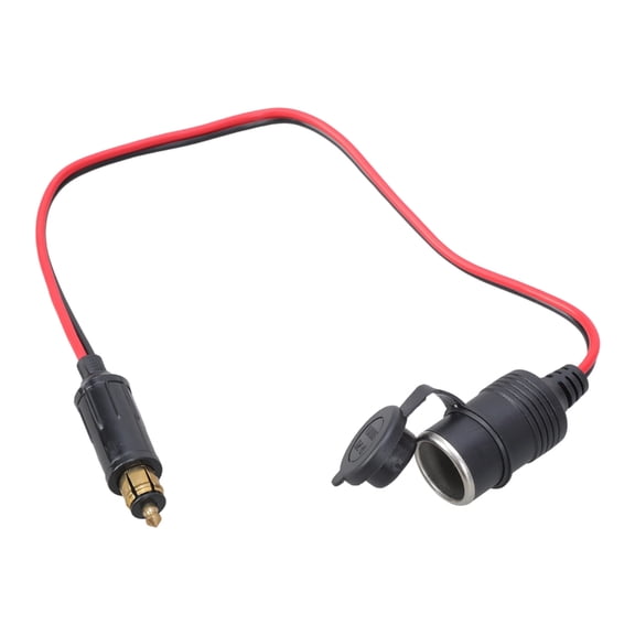 European Motorcycle DIN Male Plug to Female Car Socket Adapter Cable Cord 12V 24V 50cm Length