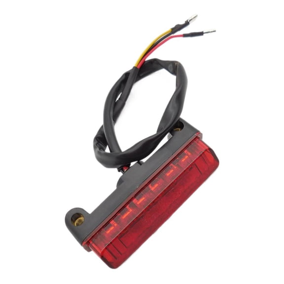 European Motorcycle LED Tail Light - Red Brake & Running Light with 3 Wires for Cruisers, Dirt Bikes, Electric Bikes