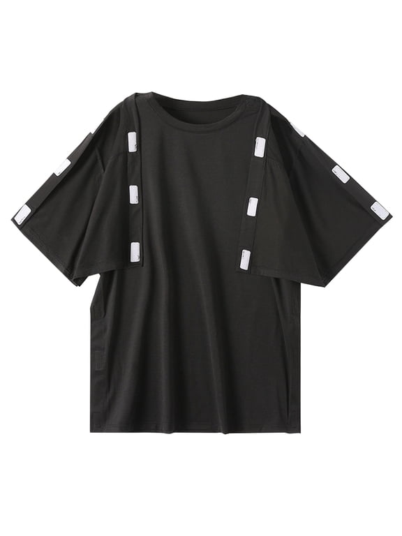 European Nursing Casual Loose Postoperative Recovery Short Sleeve Tennis T Shirt For Men With Easy Snap Side Opening