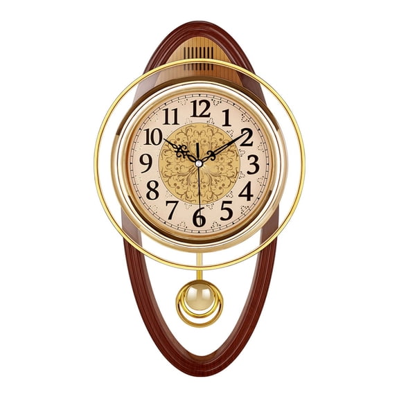 European Pendulum Wall Clock Battery Operated, Traditional Silent Wall Clock With Swinging Pendulum, for Classic Home Decor, Hanging Clocks for Living Room, Office Home