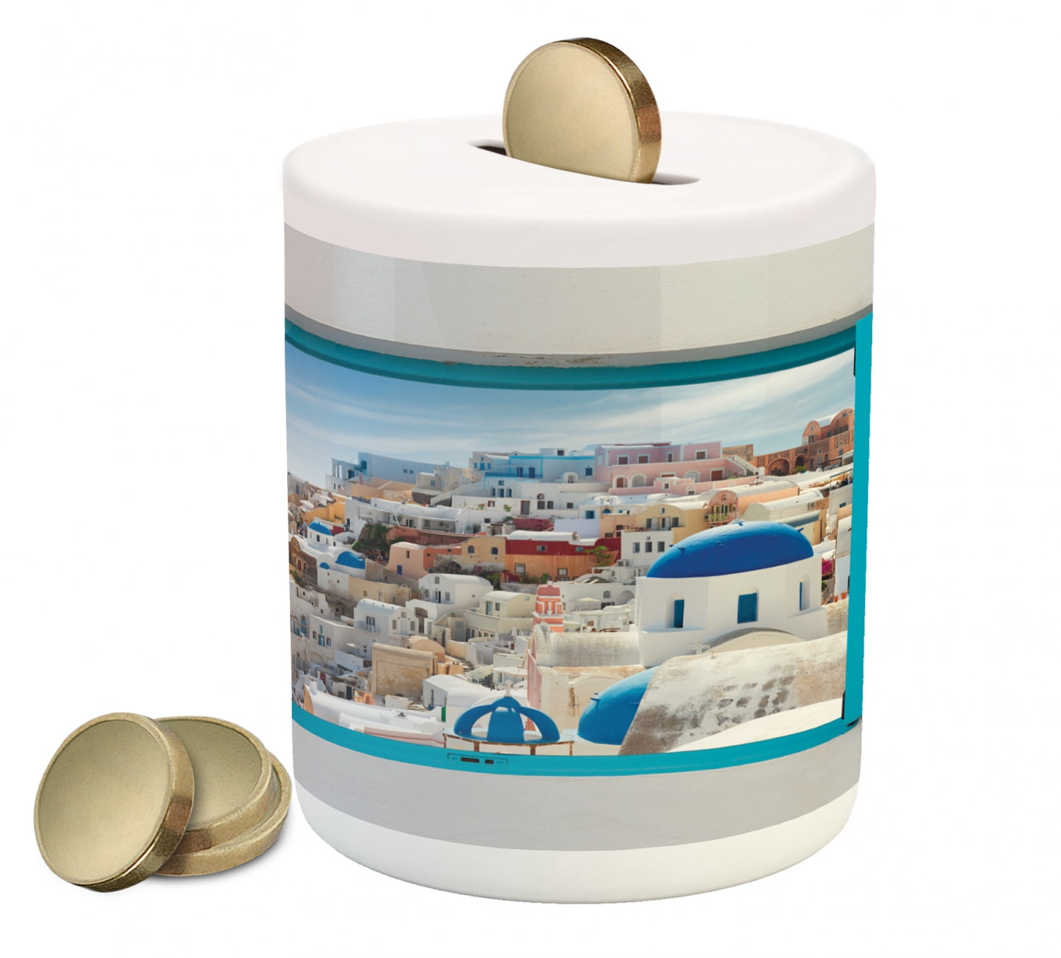 European Piggy Bank, Old Shutters of Window View Traditional Greek ...