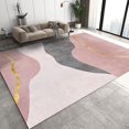 thumbnail image 1 of European Pink Irregular Geometric Stripes Area Rugs, Indoor Non-Slip Kids Decorative Rug, Machine Washable Breathable Durable Carpet for Front Entrance Floor Decor 5x7ft, 1 of 7