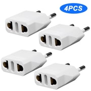 Sherry European Plug Adapter Power Converter, Travel from USA US to EU Europe, European Travel Plug Adapter, International Outlet Adaptor, America to Euro Outlets, Type C 4-Pack White