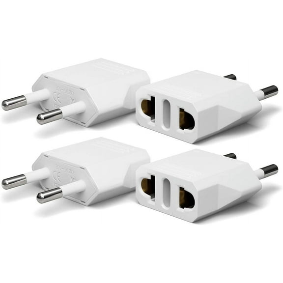 European Plug Adapter Power Converter, Travel from USA US to EU Europe, European Travel Plug Adapter, International Outlet Adaptor, America to Euro Outlets, Type C 4-Pack Sherry White